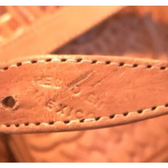 Genuine Mexican Leather Hand Tooled Bag Purse Floral Design Brown Mexico Western - Picture 6 of 13